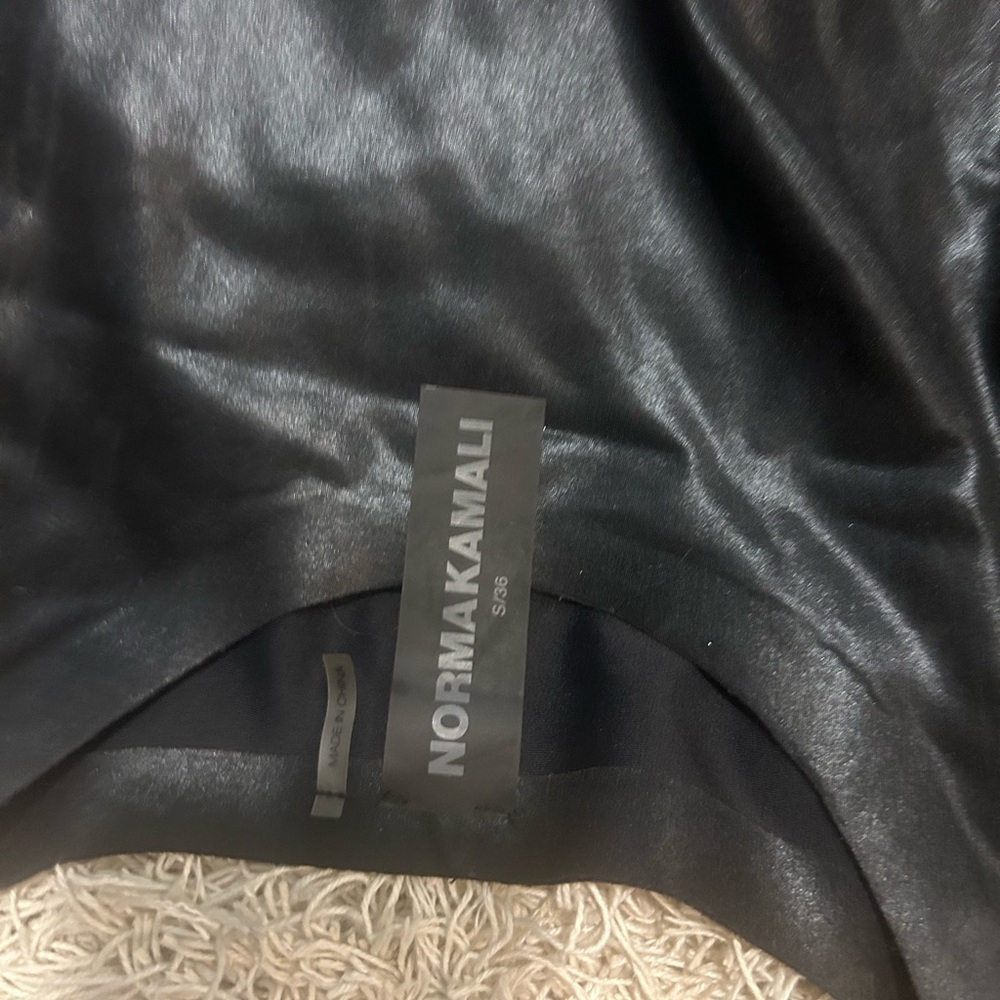 Norma Kamali Black Foil Dress BODYCON LEATHER EFFECT - Picture 6 of 8